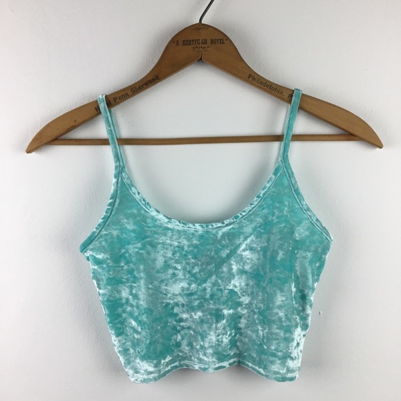 Topshop Tops - Bella Crushed Velvet Crop Camisole